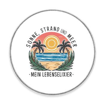 Sun, beach and sea - my elixir of life - Round  fridge magnet - white - Front