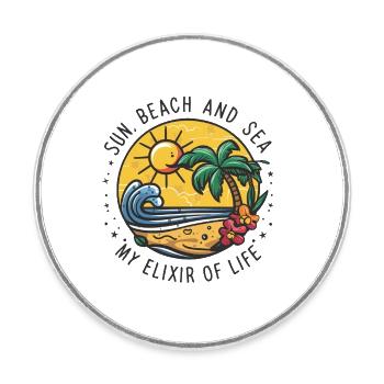 Sun, beach and sea - my elixir of life - Round  fridge magnet - white - Front