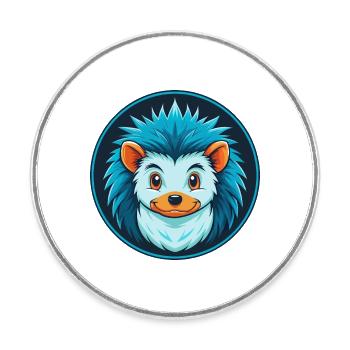 Igel Niedliches Kawaii Cartoon Tier Haustier Logo - Runder Kühlschrankmagnet - Weiß - Vorne