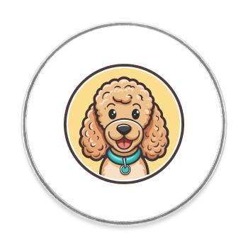 Corded Poodle Dog Breed Cartoon Kawaii Clipart Pet - Round  fridge magnet - white - Front