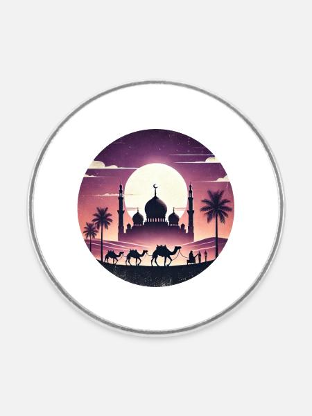 Marrakesch Moschee Nordafrika - Runder Kühlschrankmagnet - Weiß