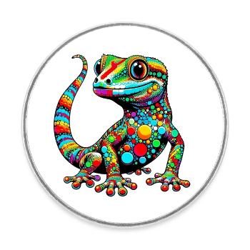 Gecko - Runder Kühlschrankmagnet - Weiß - Vorne