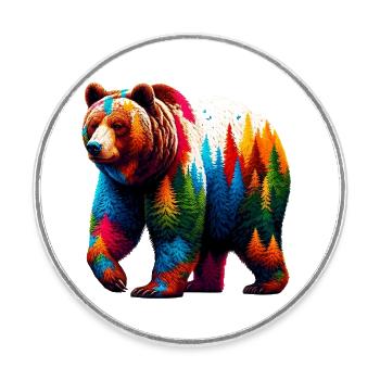 Bear - Round  fridge magnet - white - Front