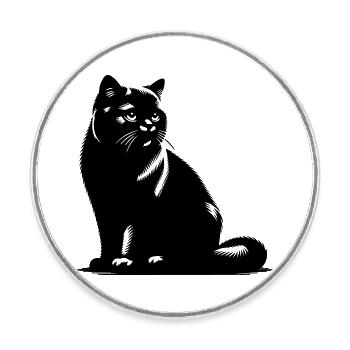 British Shorthair Cat - Round  fridge magnet - white - Front