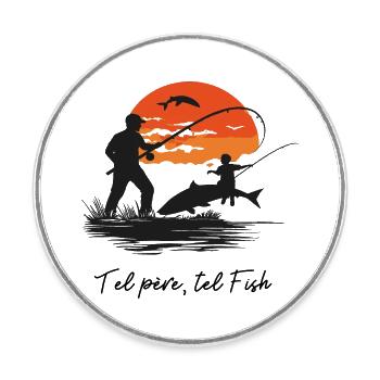 Pêche de père en fils, pêcheurs de souvenirs - Magnet rond - blanc - Devant
