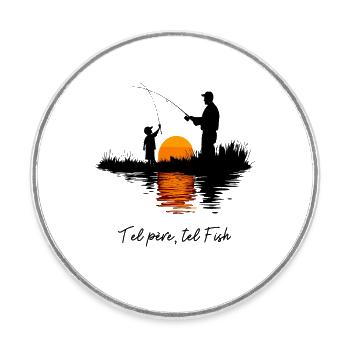 Pêche de père en fils, pêcheurs éternels - Magnet rond - blanc - Devant