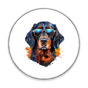 Gordon Setter mit Sonnenbrille - Runder Kühlschrankmagnet - Weiß - Vorne