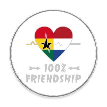 100 % amitié entre le Ghana et les Pays-Bas - Magnet rond - blanc - Devant