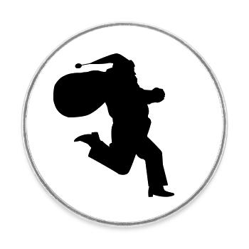 Cadeau du Père Noël en cours d’exécution - Magnet rond - blanc - Devant