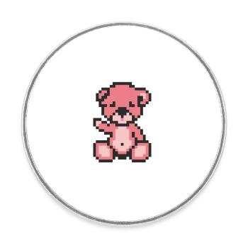 Pixelbär-Bonbons - Runder Kühlschrankmagnet - Weiß - Vorne
