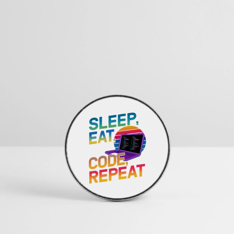 Sleep Eat Code Repeat Gift pour Coder Magnet rond