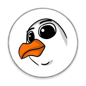 Seagull Head - Round  fridge magnet - white - Front