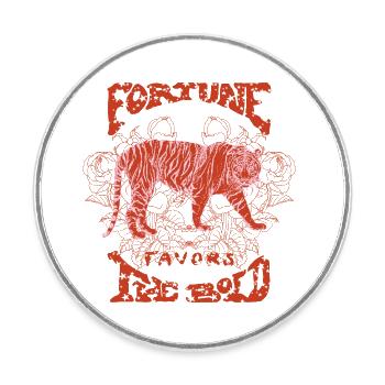 FORTUNE FAVORS THE BOLD - Round  fridge magnet - white - Front