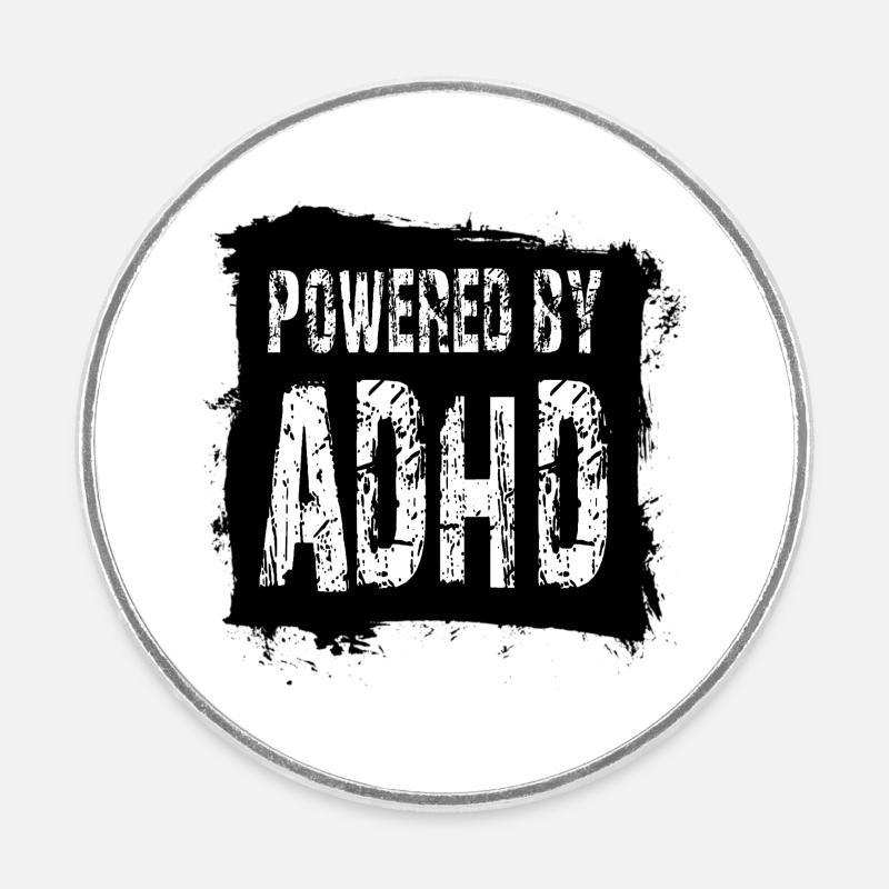 ADHD - Round  fridge magnet - white