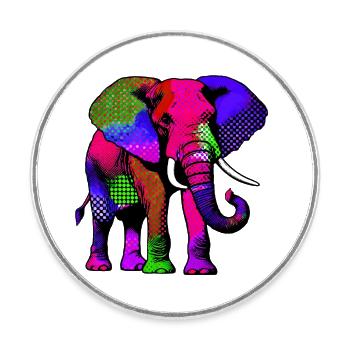 Elephant - Round  fridge magnet - white - Front