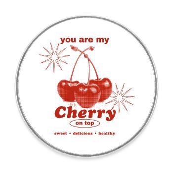 Cerise sur le gâteau – Perfection sucrée - Magnet rond - blanc - Devant