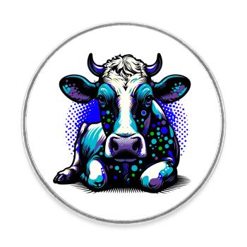 Cow - Round  fridge magnet - white - Front
