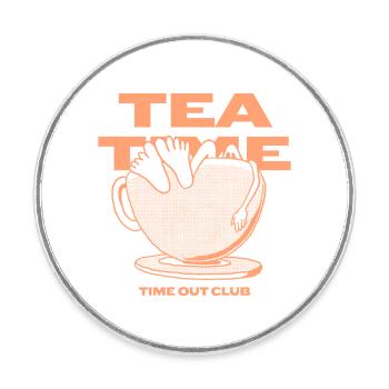 Tea Time – Entspannte Auszeit - Runder Kühlschrankmagnet - Weiß - Vorne