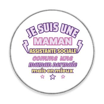 Maman assistante sociale, cadeau fête des mères - Magnet rond - blanc - Devant