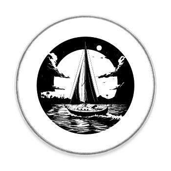 Voile graphique - Magnet rond - blanc - Devant