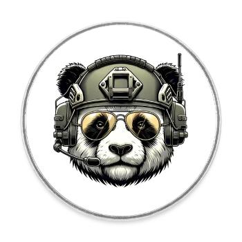 Panda Military Army Design - Magnet rond - blanc - Devant
