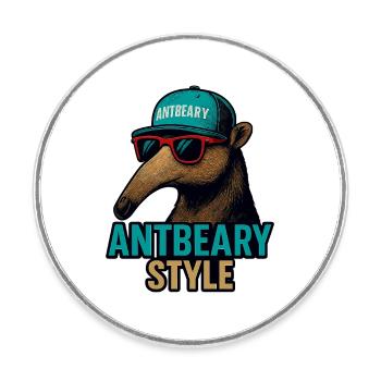 Antbeary Style Aardvark Cartoon - Round  fridge magnet - white - Front