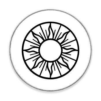 Mittsommer Sonne - Symbol der Sommersonne - Runder Kühlschrankmagnet - Weiß - Vorne