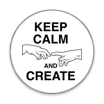 Keep calm and create - Runder Kühlschrankmagnet - Weiß - Vorne