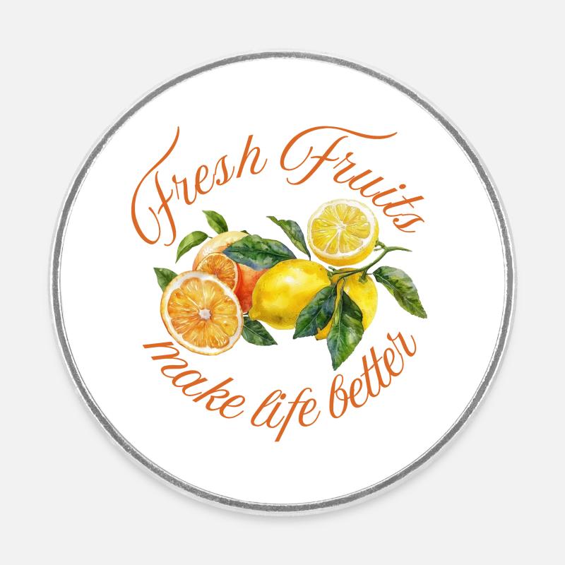Lemon - Runder Kühlschrankmagnet - Weiß