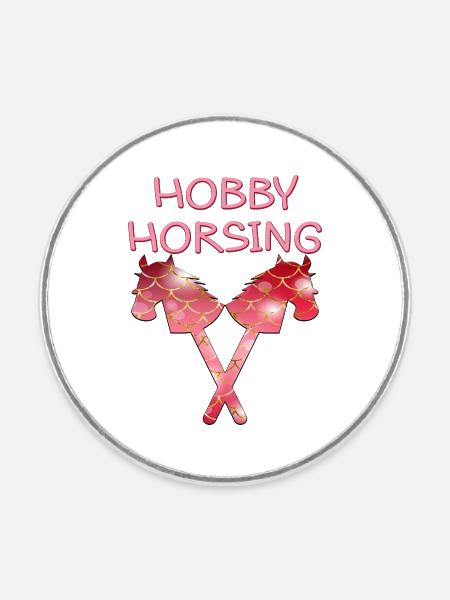 HOBBY HORSING PFERDE - Runder Kühlschrankmagnet - Weiß
