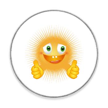Lustige Sonne – Daumen hoch! - Runder Kühlschrankmagnet - Weiß - Vorne