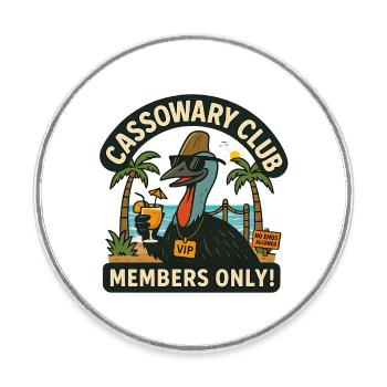 Australia Beach Cassowary Club Members Only  - Round  fridge magnet - white - Front