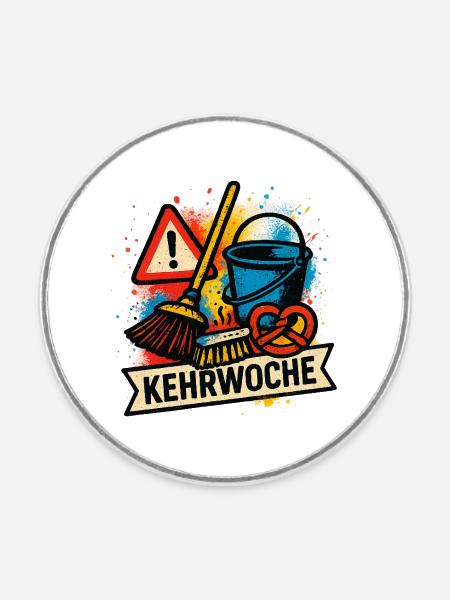 Kehrwoche Typisch Schwäbisch - Runder Kühlschrankmagnet - Weiß