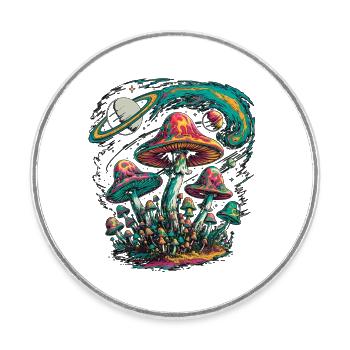 Psychedelische kosmische Pilze Kunstwerk - Runder Kühlschrankmagnet - Weiß - Vorne