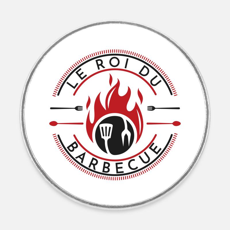 Barbecue Fire Kitchen Logo - Round fridge magnet - white
