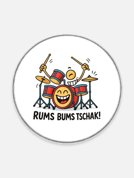 Energiegeladener Trommel-Drummer - Runder Kühlschrankmagnet - Weiß