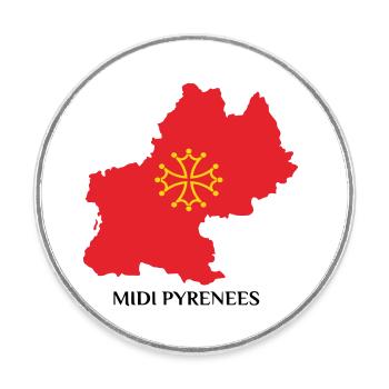 Karte der Midi-Pyrénées - Runder Kühlschrankmagnet - Weiß - Vorne