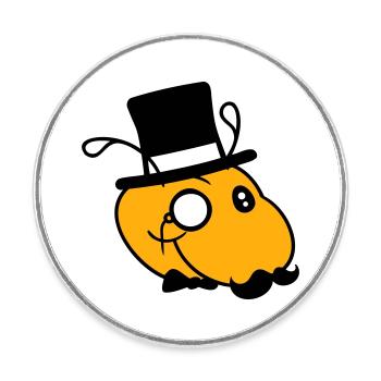 Caterpillar Sir Lord Rich Monocle Lunettes Chapeau haut de forme - Magnet rond - blanc - Devant
