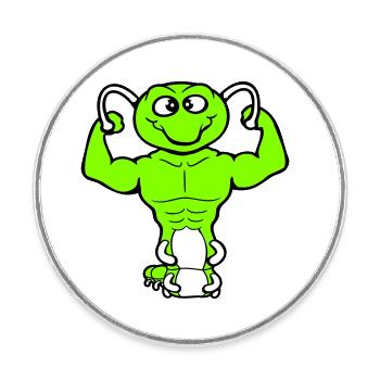 Caterpillar Bodybuilder Musculation Strong Fitness Gym - Magnet rond - blanc - Devant