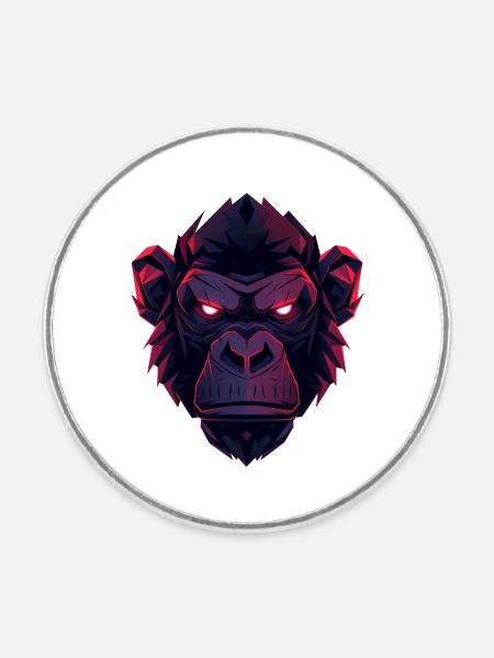Neon Gorilla Kopfkunst - Runder Kühlschrankmagnet - Weiß