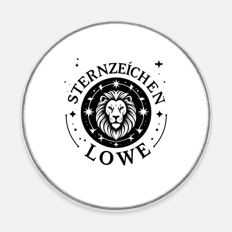 Zodiaque Lion Mandala - Magnet rond - blanc