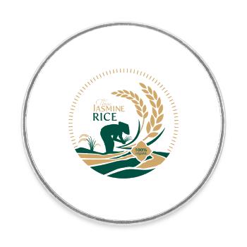 Logo du riz au jasmin thaïlandais Bio - Magnet rond - blanc - Devant