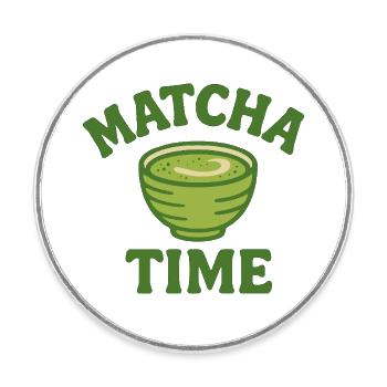 Matcha Time – Chemise Lifestyle au thé vert - Magnet rond - blanc - Devant