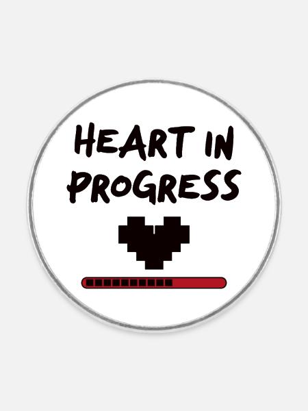 HEART IN PROGRESS Statement - Runder Kühlschrankmagnet - Weiß