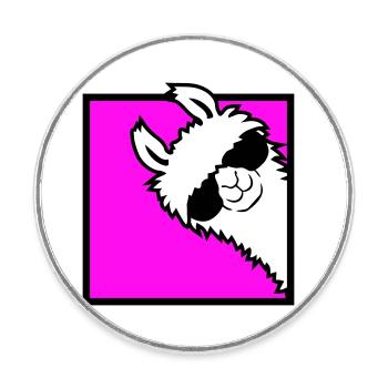 Lama Cool Guckt um Ecke Seite Sonnenbrille Alpaka - Runder Kühlschrankmagnet - Weiß - Vorne