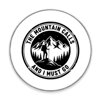 Mountain is calling - Round  fridge magnet - white - Front