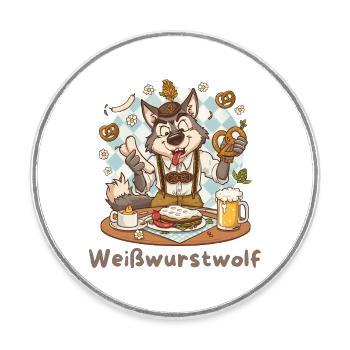 Weißwurstwolf Kochheld Bavarian - Runder Kühlschrankmagnet - Weiß - Vorne