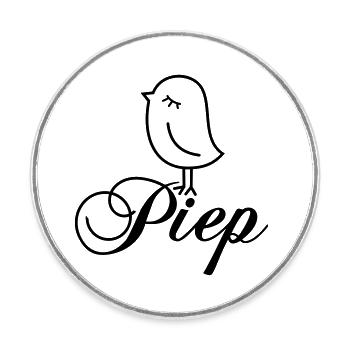 Spatz Piep – Piepmatz Vogel Cartoon Motiv - Runder Kühlschrankmagnet - Weiß - Vorne