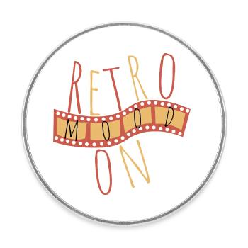 Retro Mood On – Vintage Style - Runder Kühlschrankmagnet - Weiß - Vorne