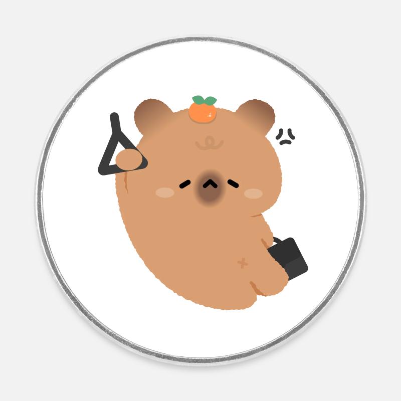 Trajet fatigué de Capybara - Magnet rond - blanc